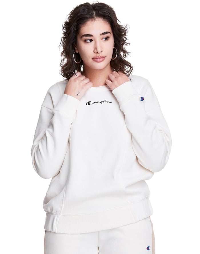 Champion Fleece Crew Kadın Sweatshirt Beyaz ( FTNWDE936 )